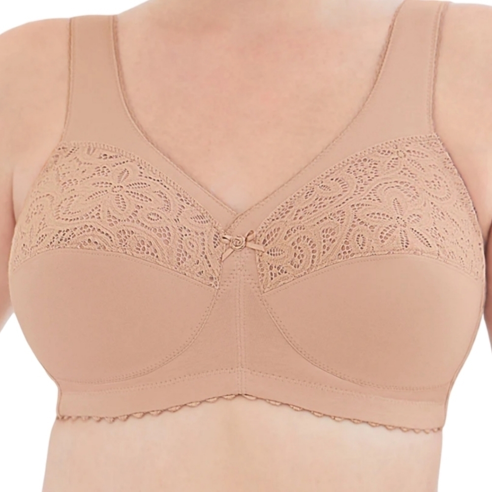 Glamorise Magic Lift Cotton Full Figure Wireless Support Bra Size 46J NWOT